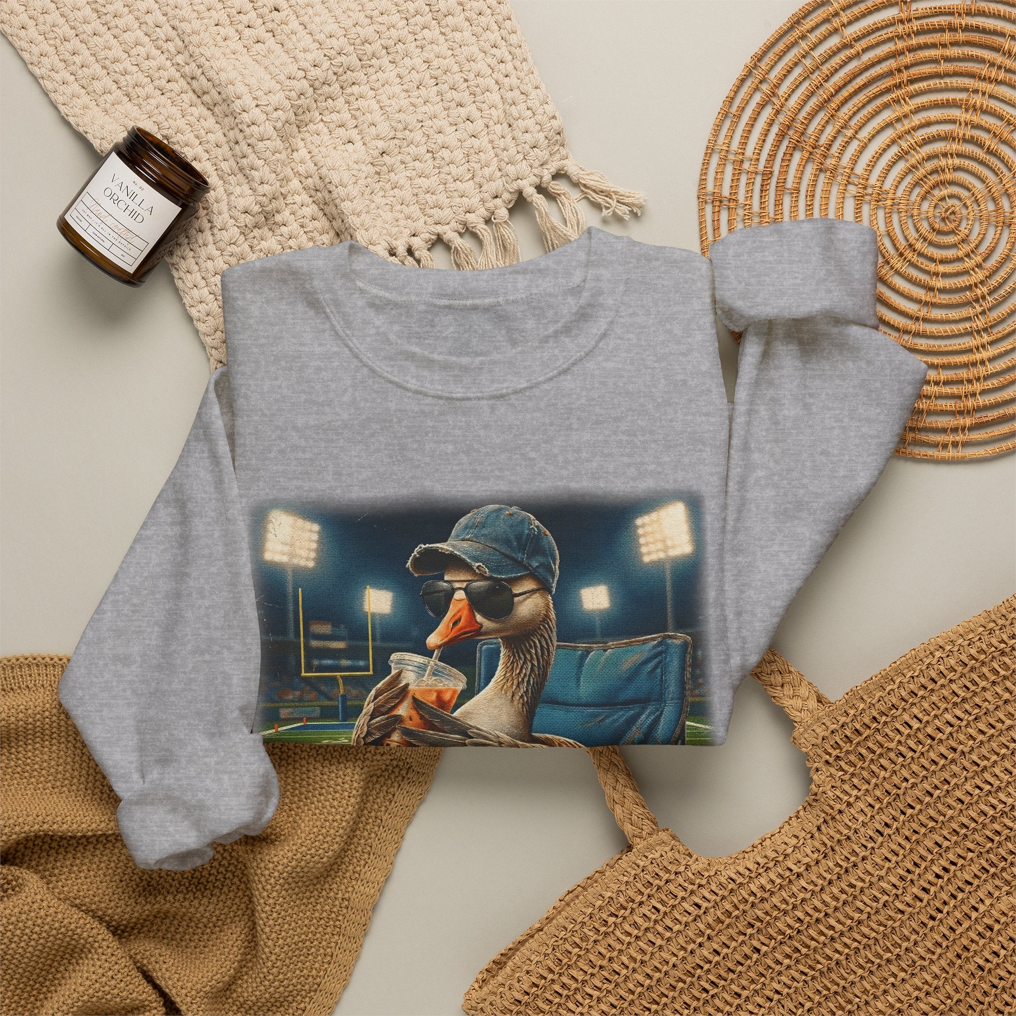 Crewneck Sweatshirt - 'I Live Here Now' Goose Stadium Graphic
