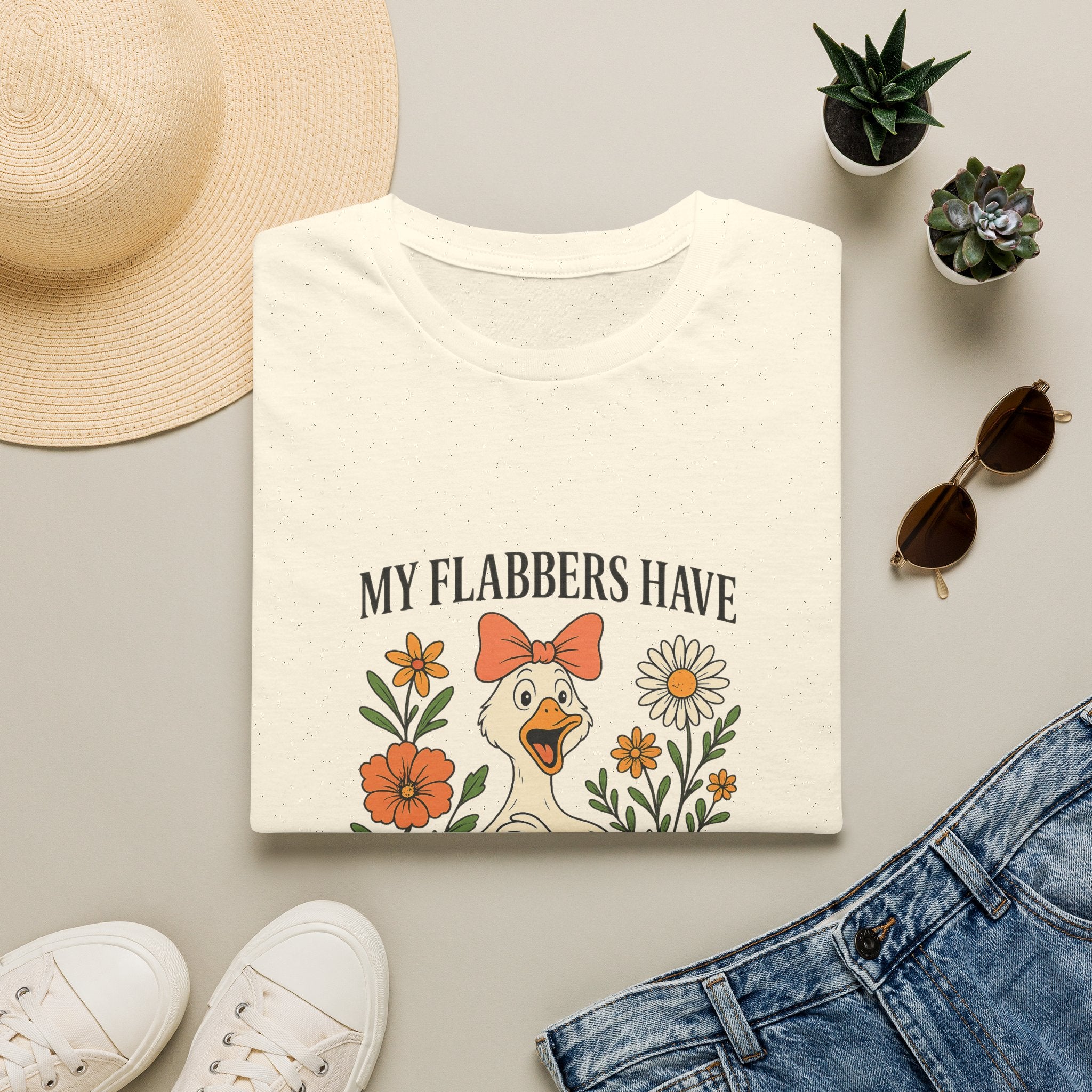 Duck Graphic T-Shirt — “My Flabbers Have Been Gasted” Cute Floral Duck Tee