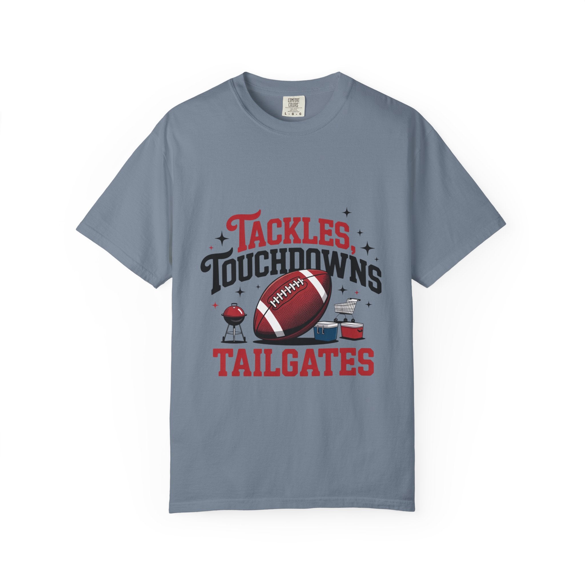 “Tackles Touchdowns Tailgates” Football Tee