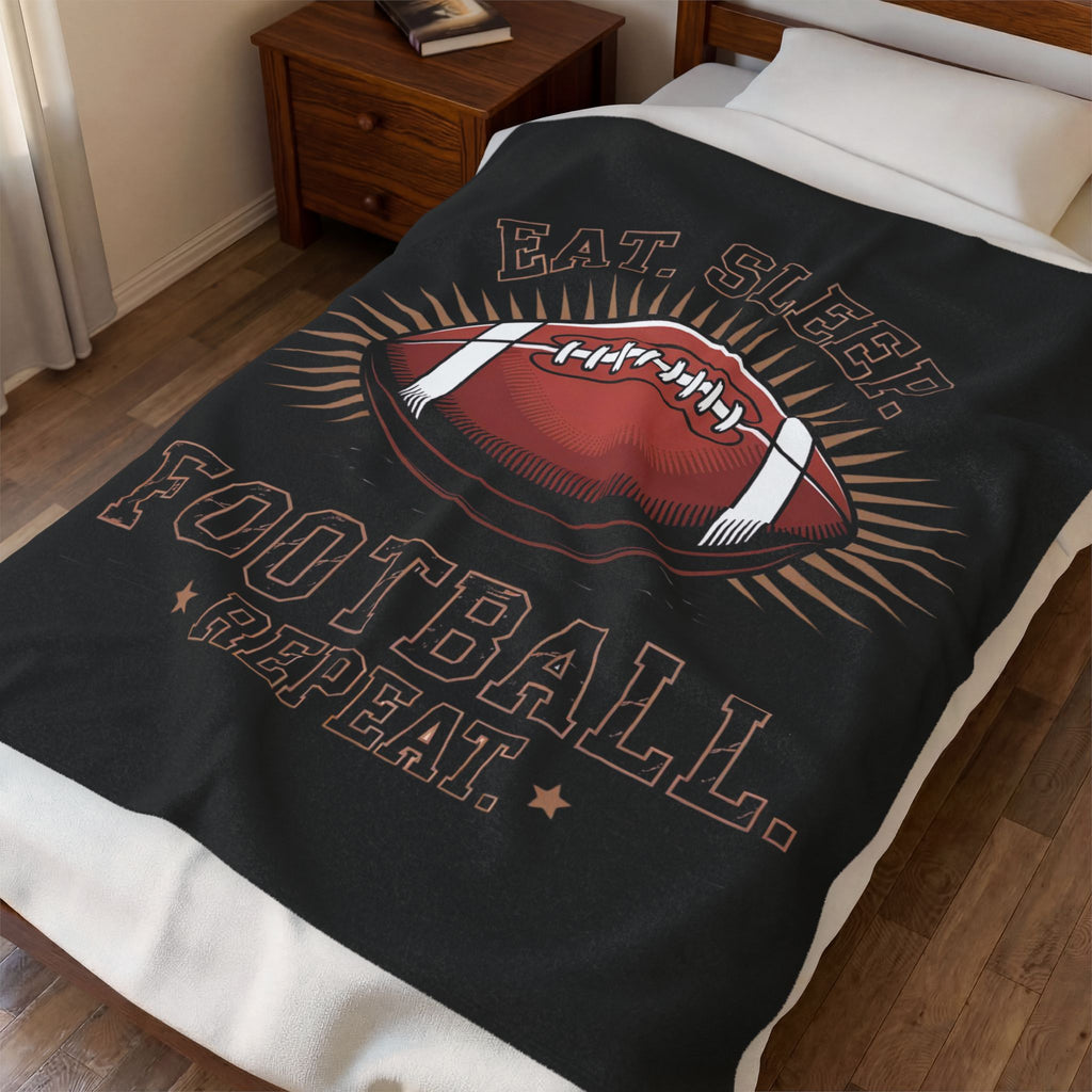 Football 'Eat. Sleep. Football. Repeat.' Velveteen Plush Blanket