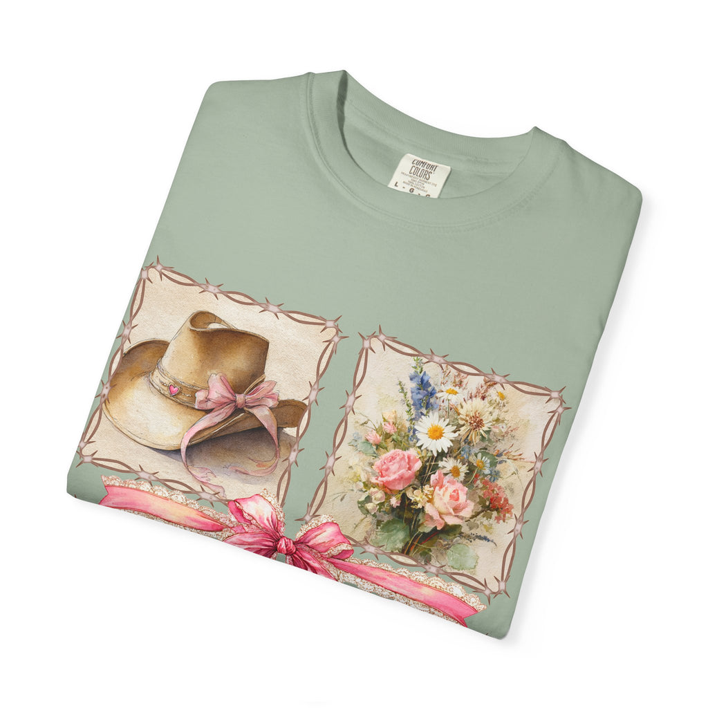 Floral, Cowboy Hat & Boots Design t-shirt