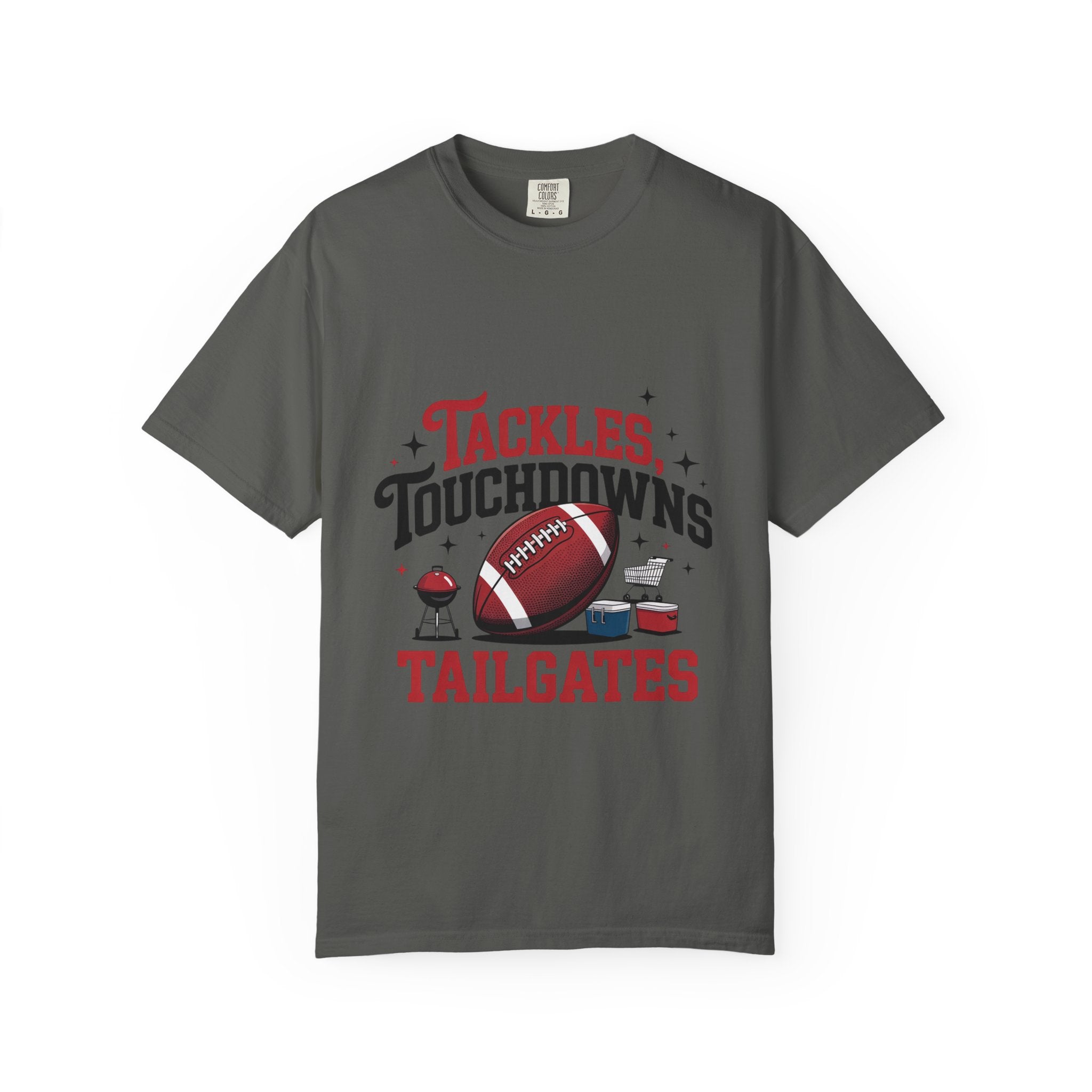 “Tackles Touchdowns Tailgates” Football Tee
