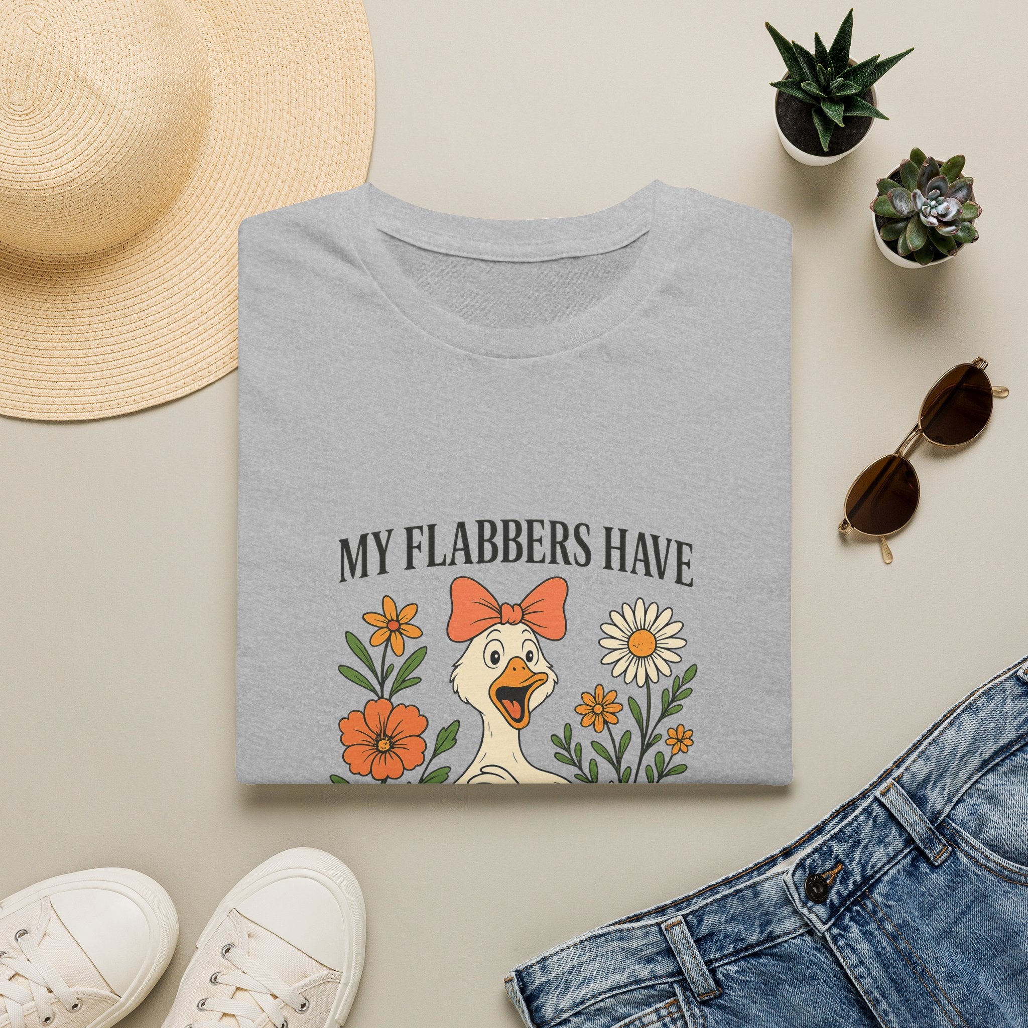 Duck Graphic T-Shirt — “My Flabbers Have Been Gasted” Cute Floral Duck Tee