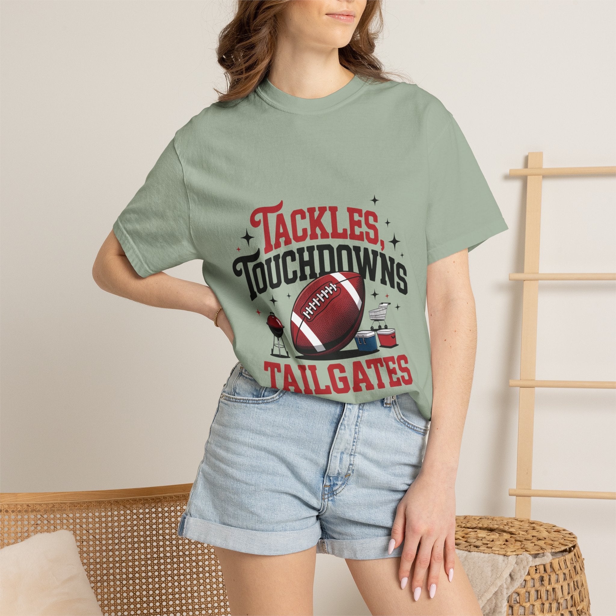 “Tackles Touchdowns Tailgates” Football Tee