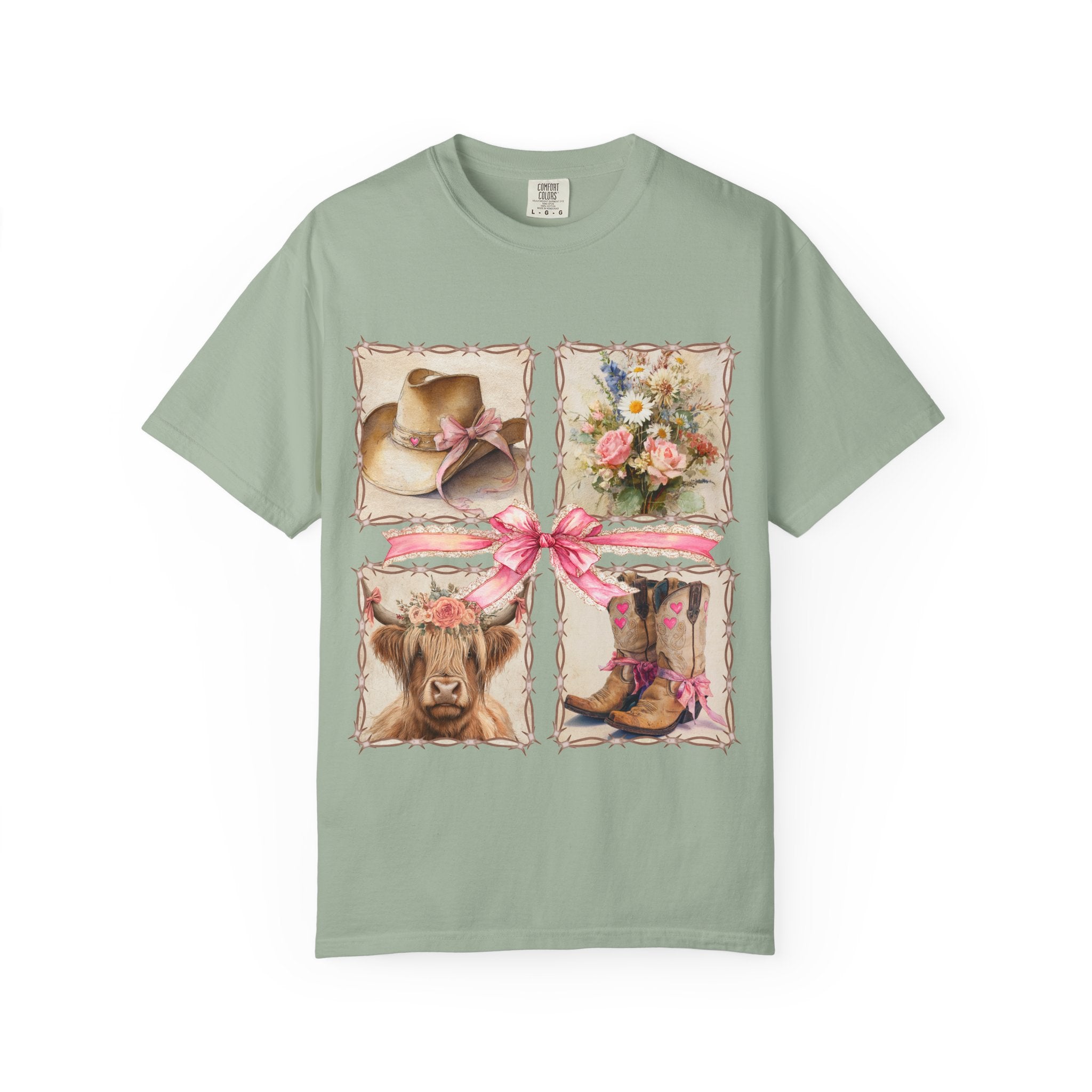 Floral, Cowboy Hat & Boots Design t-shirt