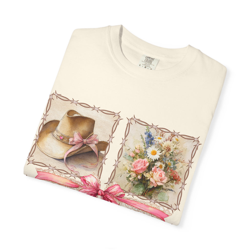 Floral, Cowboy Hat & Boots Design t-shirt