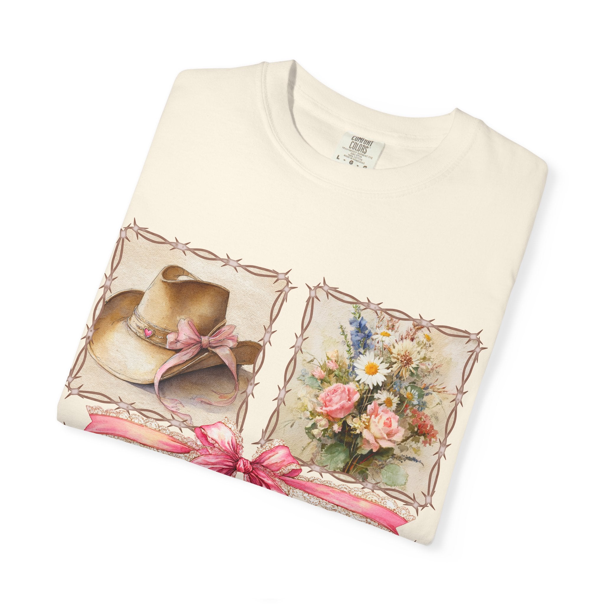Floral, Cowboy Hat & Boots Design t-shirt