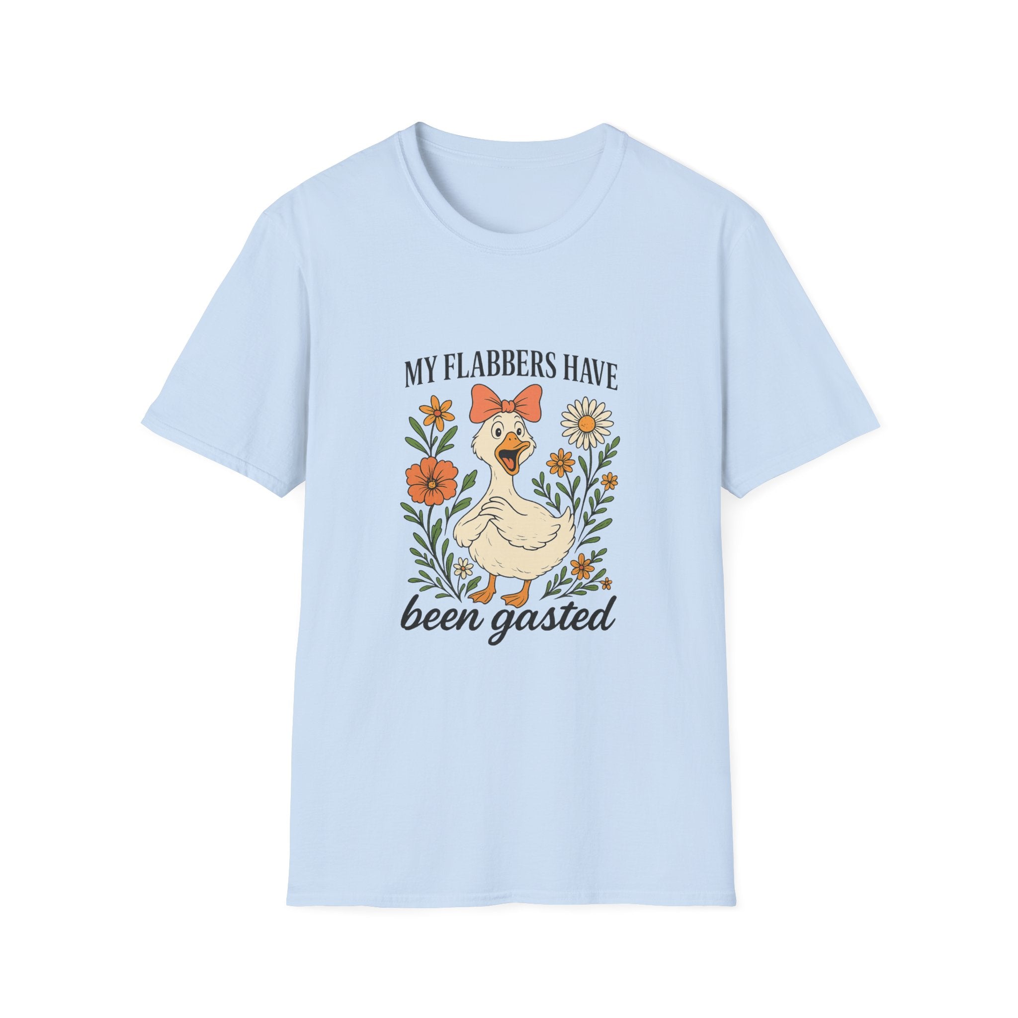 Duck Graphic T-Shirt — “My Flabbers Have Been Gasted” Cute Floral Duck Tee