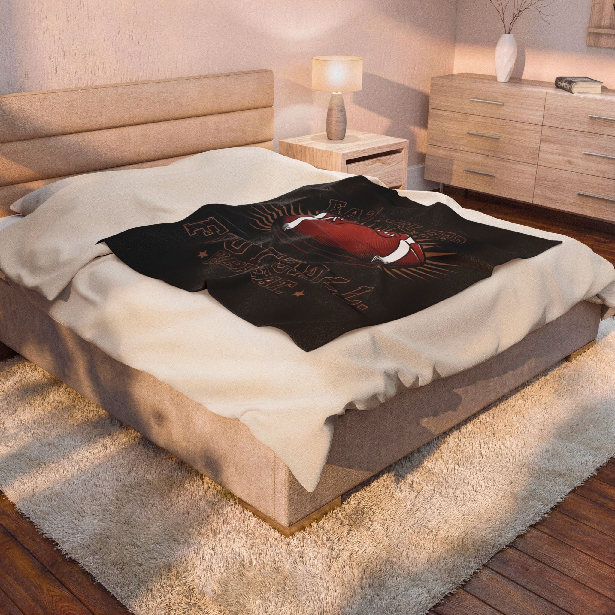 Football 'Eat. Sleep. Football. Repeat.' Velveteen Plush Blanket