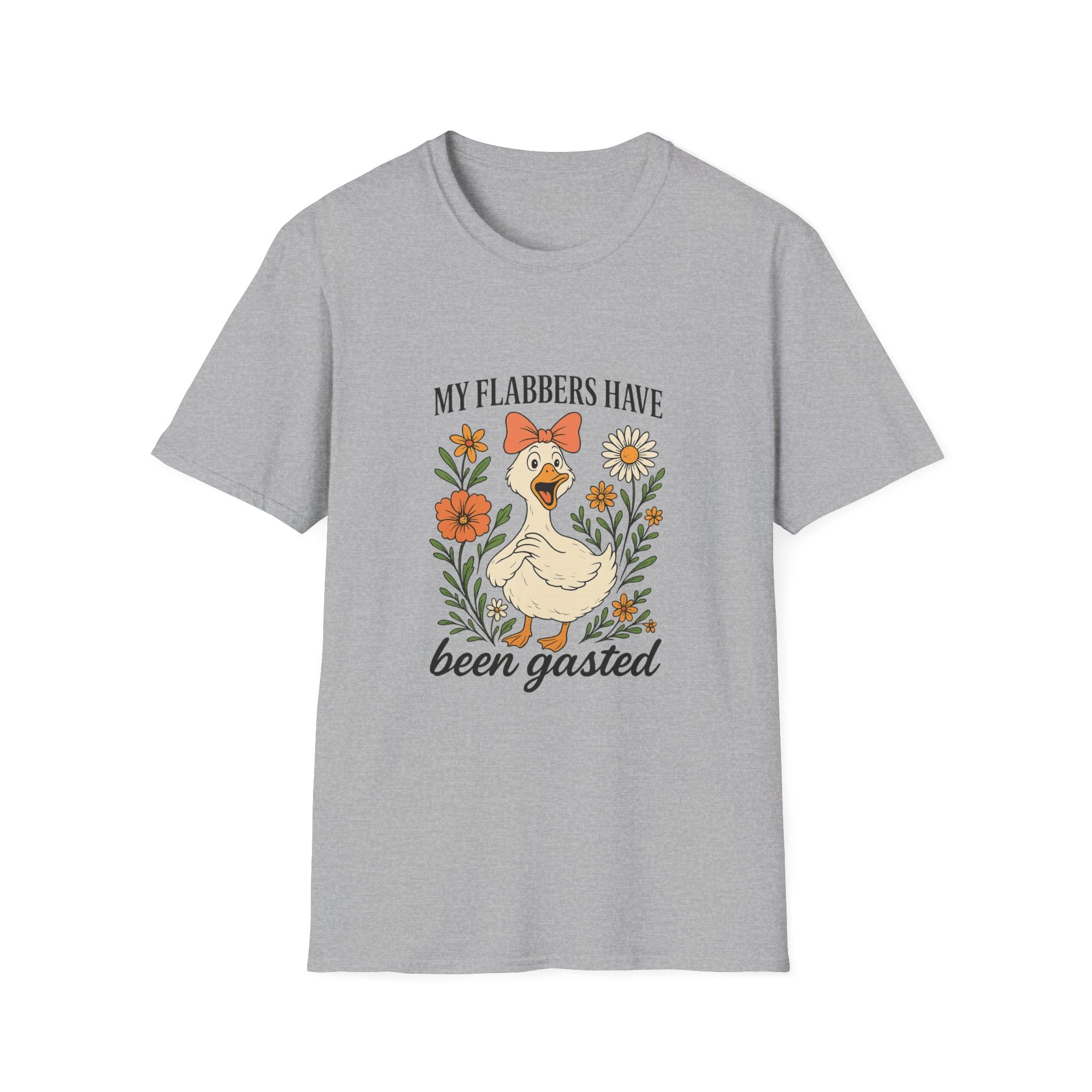 Duck Graphic T-Shirt — “My Flabbers Have Been Gasted” Cute Floral Duck Tee
