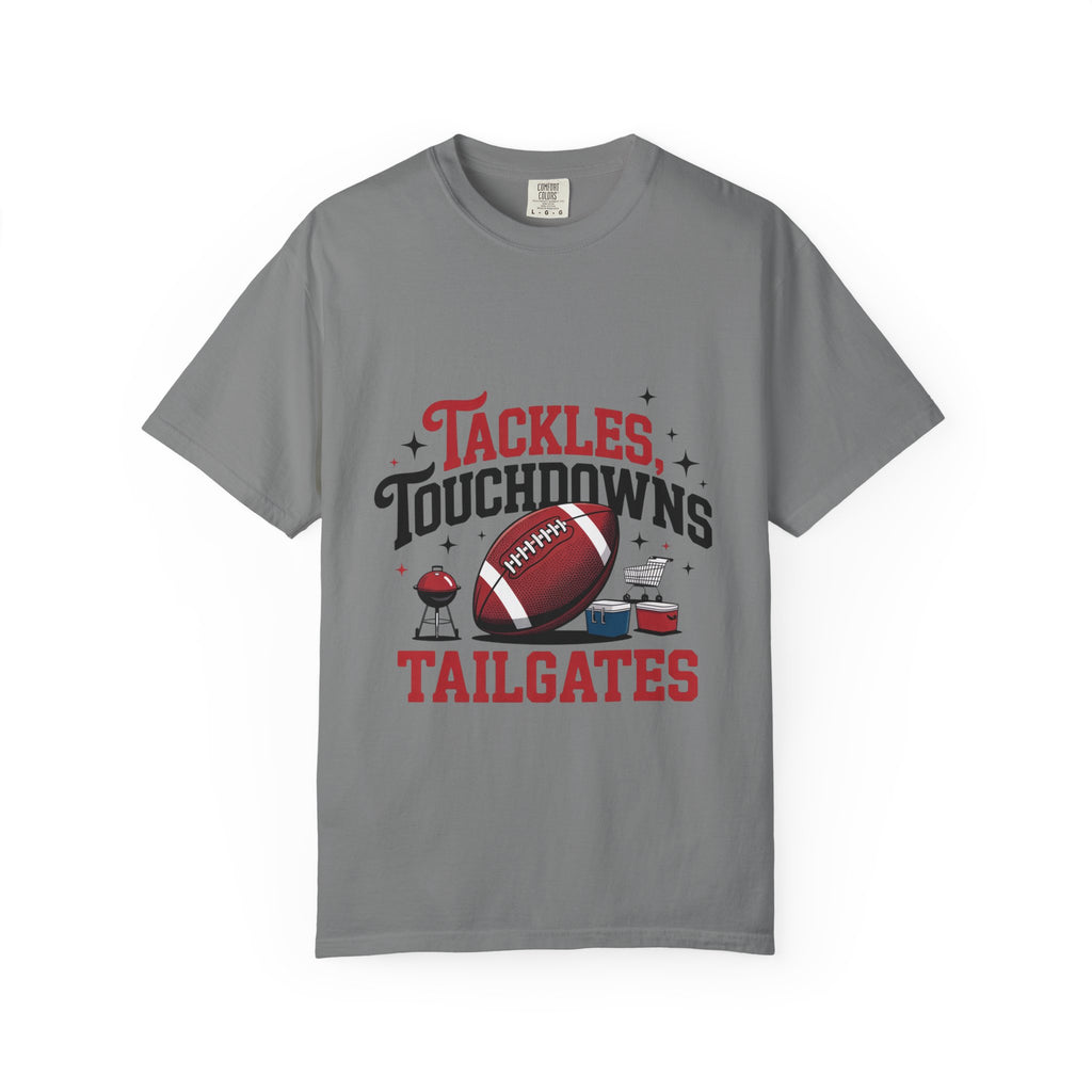 “Tackles Touchdowns Tailgates” Football Tee