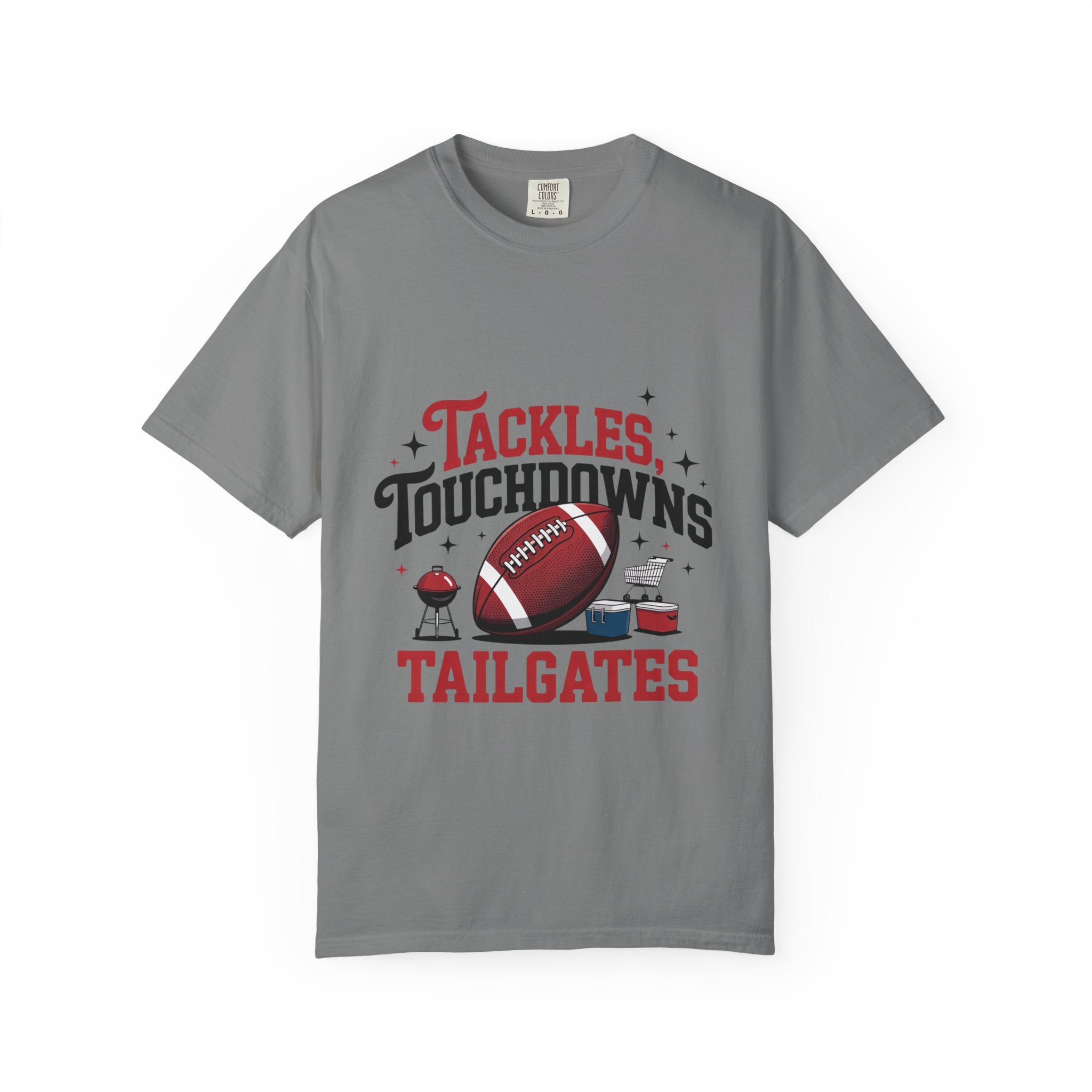 “Tackles Touchdowns Tailgates” Football Tee