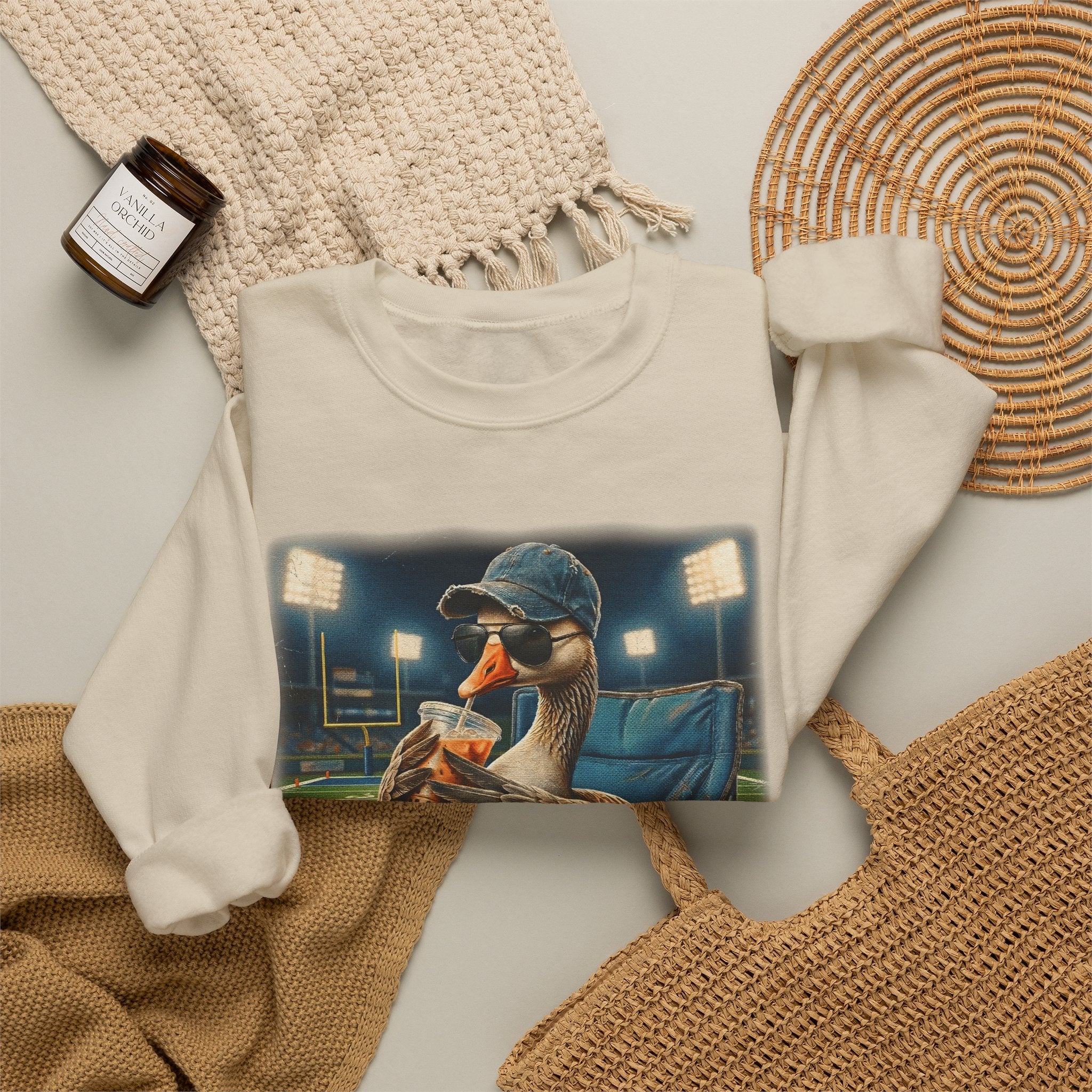 Crewneck Sweatshirt - 'I Live Here Now' Goose Stadium Graphic
