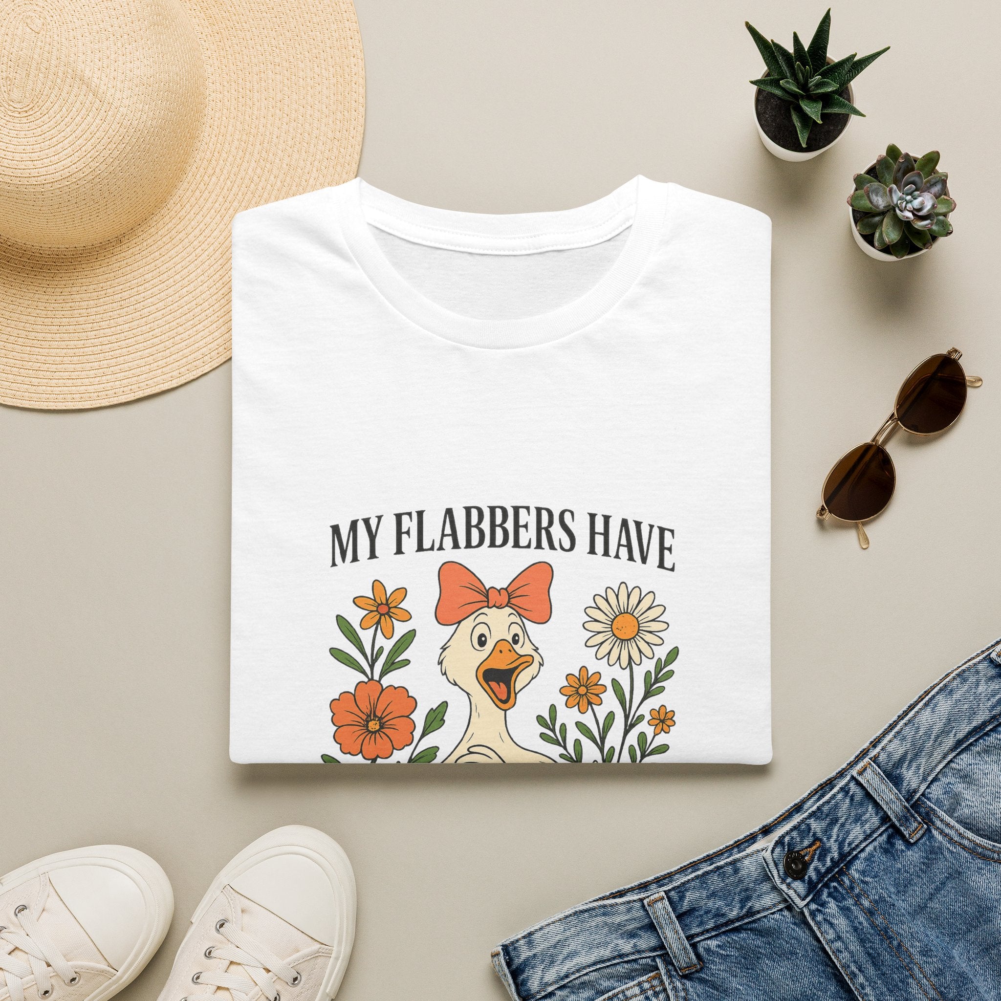 Duck Graphic T-Shirt — “My Flabbers Have Been Gasted” Cute Floral Duck Tee