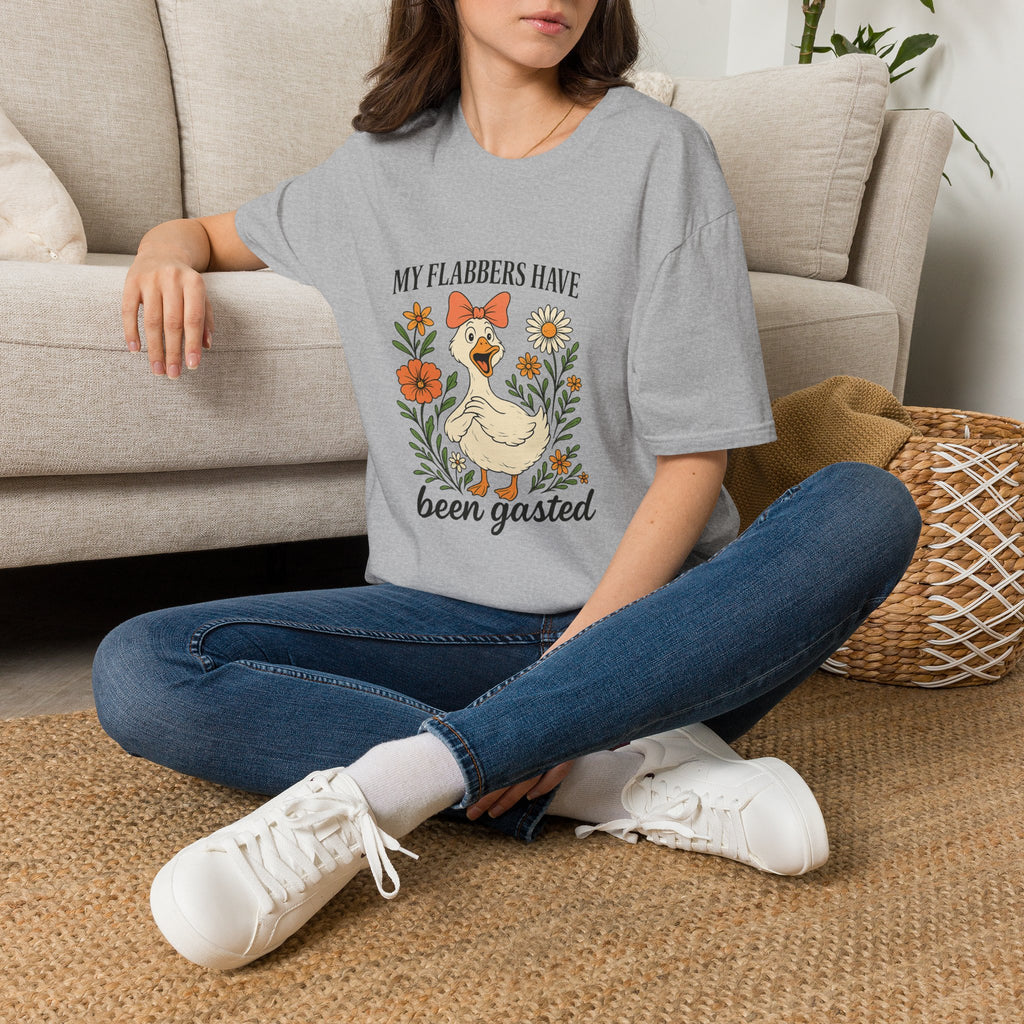 Duck Graphic T-Shirt — “My Flabbers Have Been Gasted” Cute Floral Duck Tee