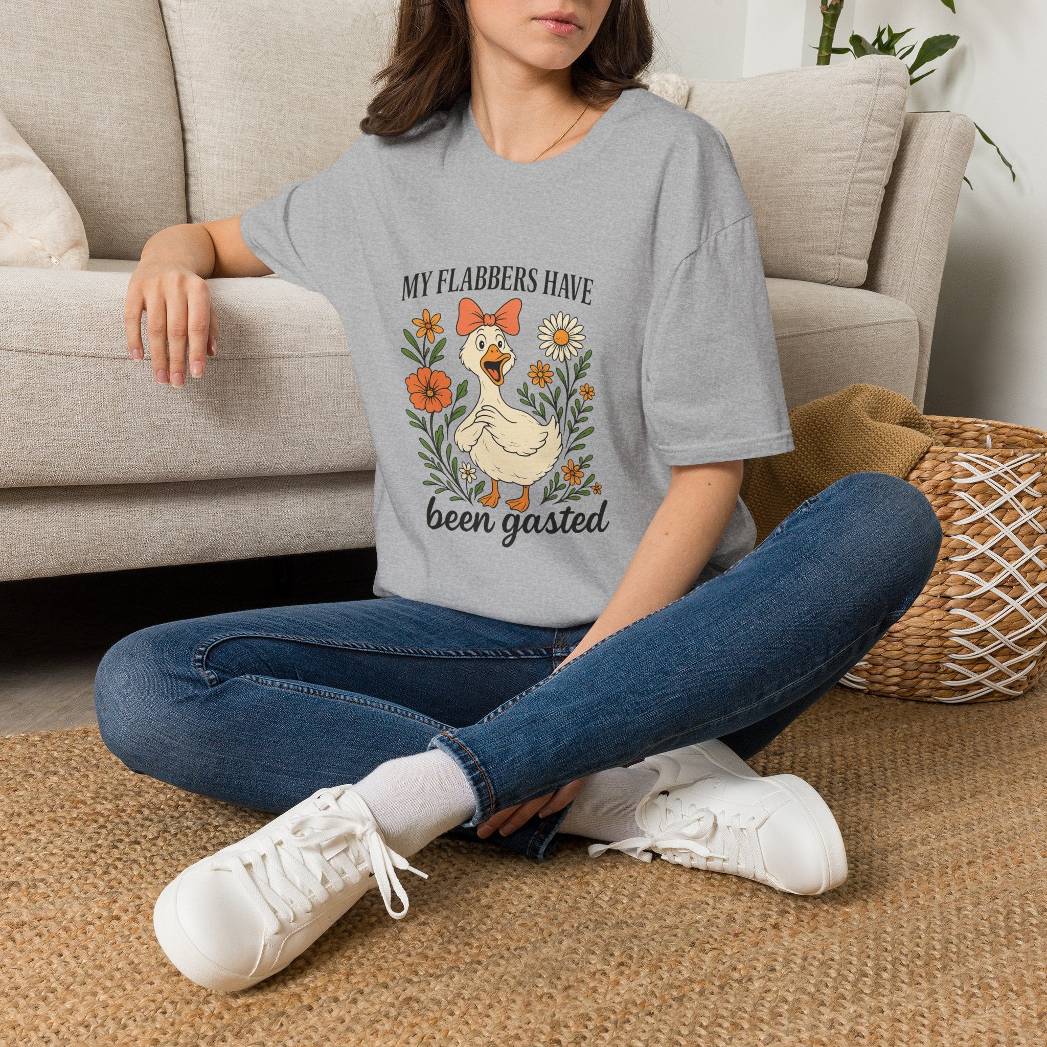 Duck Graphic T-Shirt — “My Flabbers Have Been Gasted” Cute Floral Duck Tee