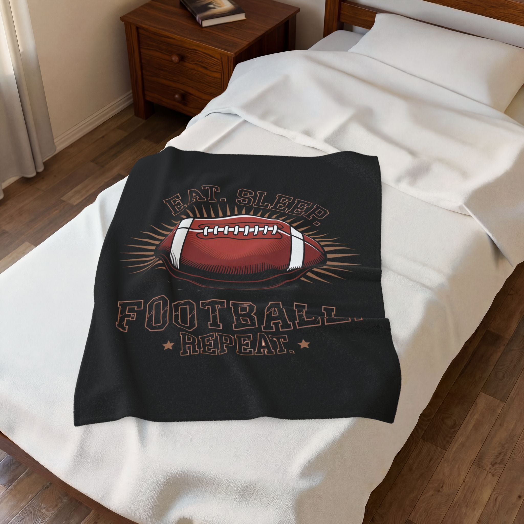 Football 'Eat. Sleep. Football. Repeat.' Velveteen Plush Blanket