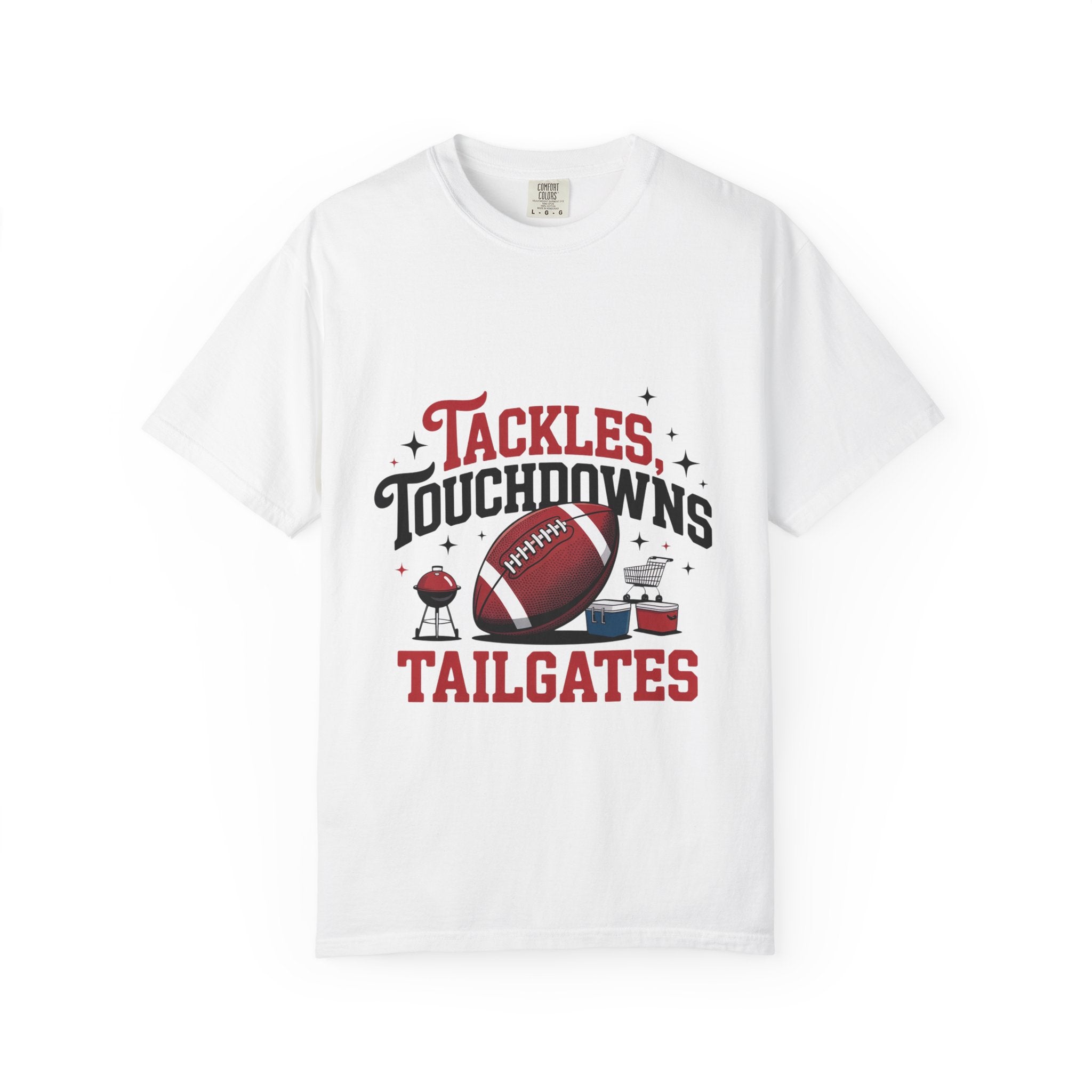 “Tackles Touchdowns Tailgates” Football Tee