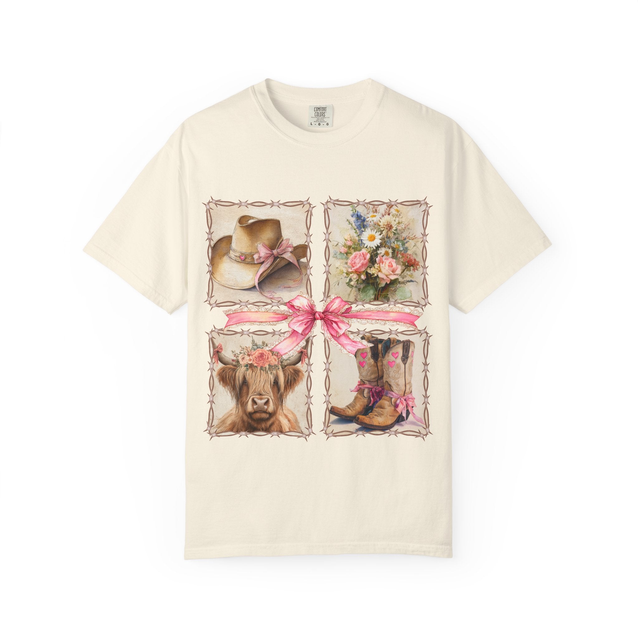 Floral, Cowboy Hat & Boots Design t-shirt