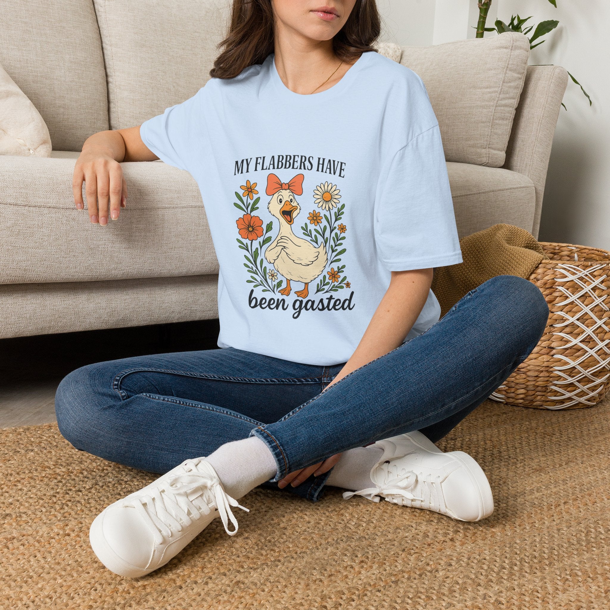 Duck Graphic T-Shirt — “My Flabbers Have Been Gasted” Cute Floral Duck Tee